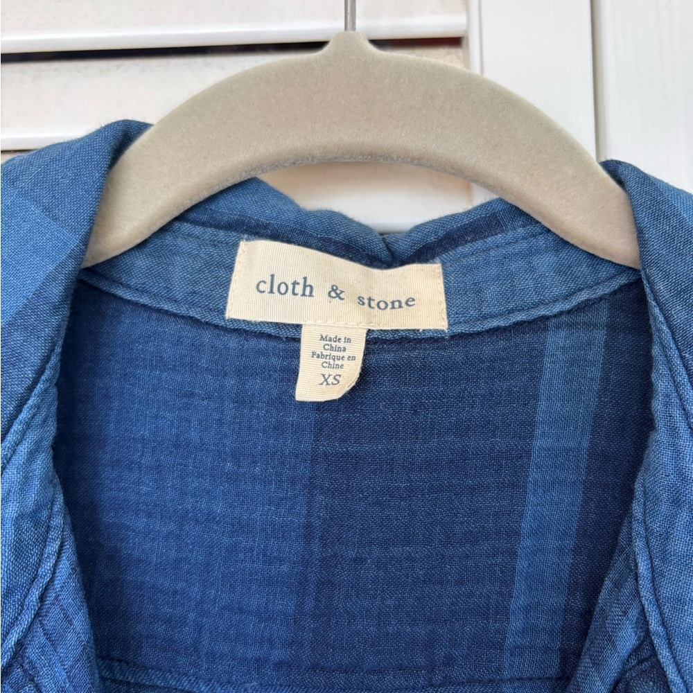 Cloth & Stone Blue Plaid Blouse - Picture 3 of 7
